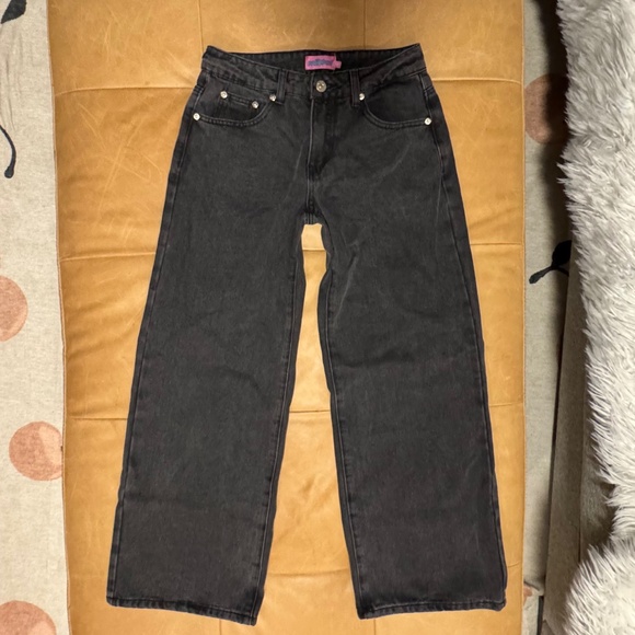Edikted Pants - Edikted Wide Leg Black Denim Jeans XS